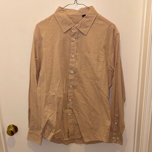Men's Tan Button-Up Shirt Italy Linen